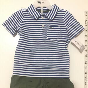 NWT Carters 2 Piece Set Striped Shirt & Shorts Newborn 18 Months